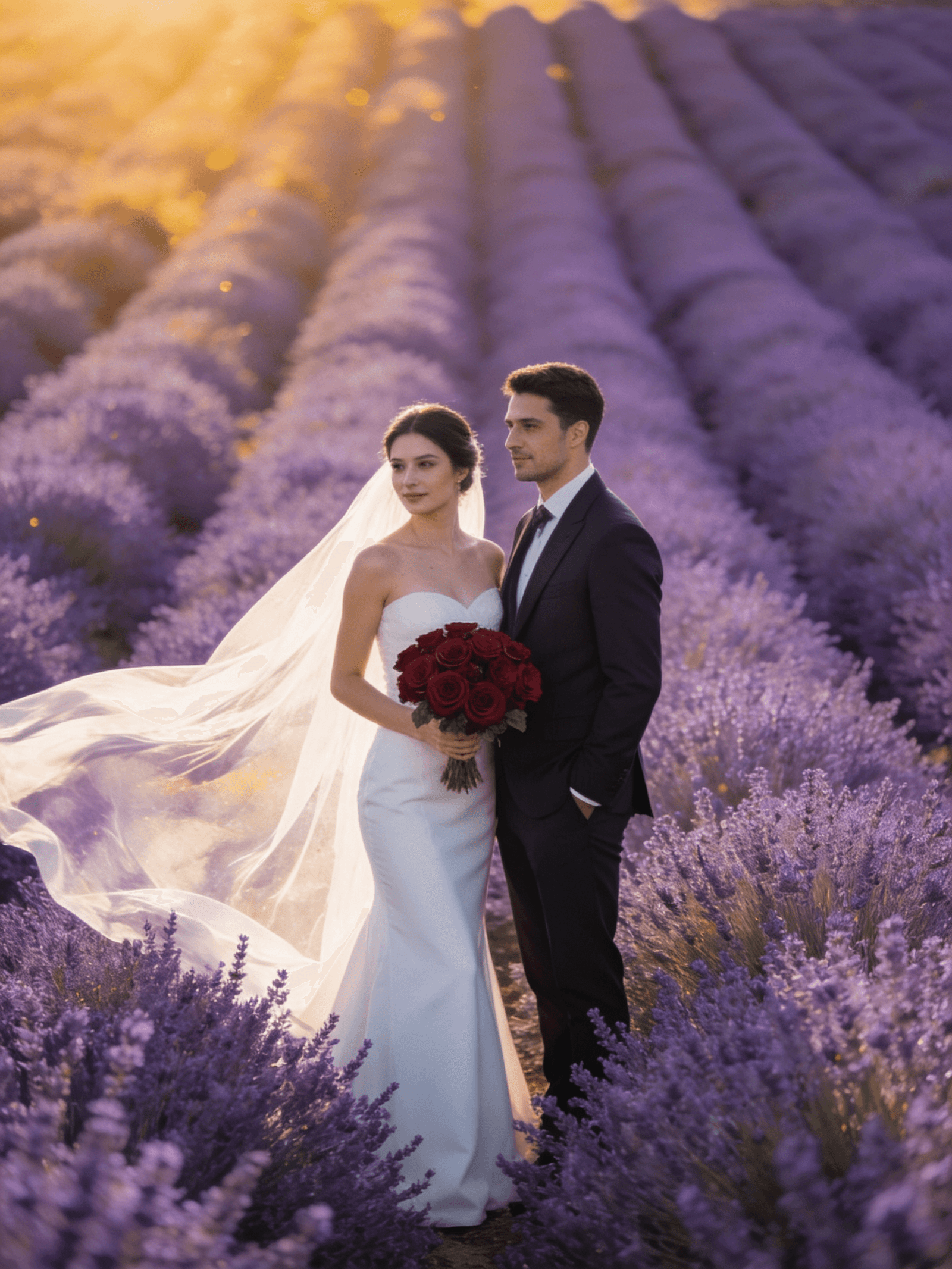 Manon Pinelli composant un bouquet dans un champ de lavande